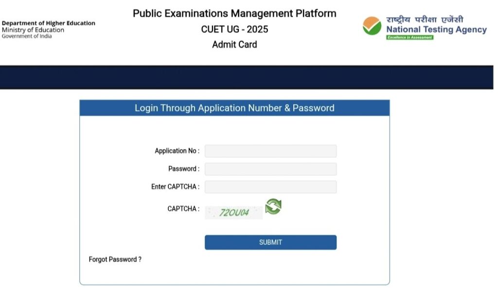 CUET UG Admit Card